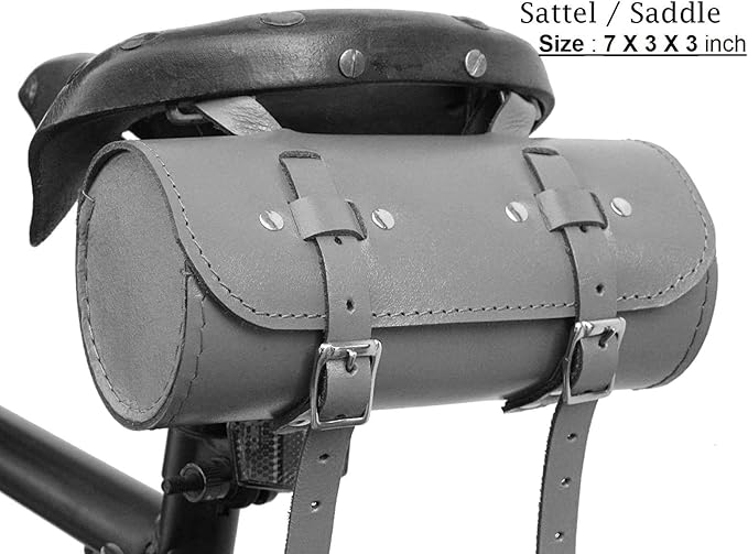 HERTE Bicycle Leather Bag Saddle Bike seat Handle bar Tool Pouch Women Green Blue White Color Buffalo Hide