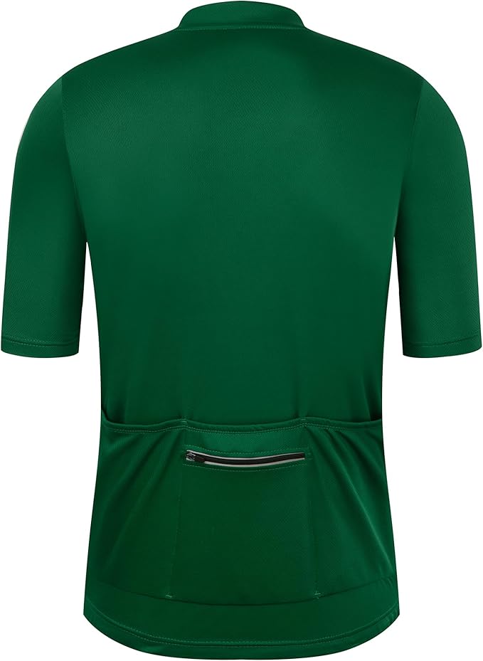 Men's Cycling Jersey Short Sleeves Bike Jersey 1/3 Zipper Solid Color Club Fit, Biking Cycling Shirt Zipper Pocket