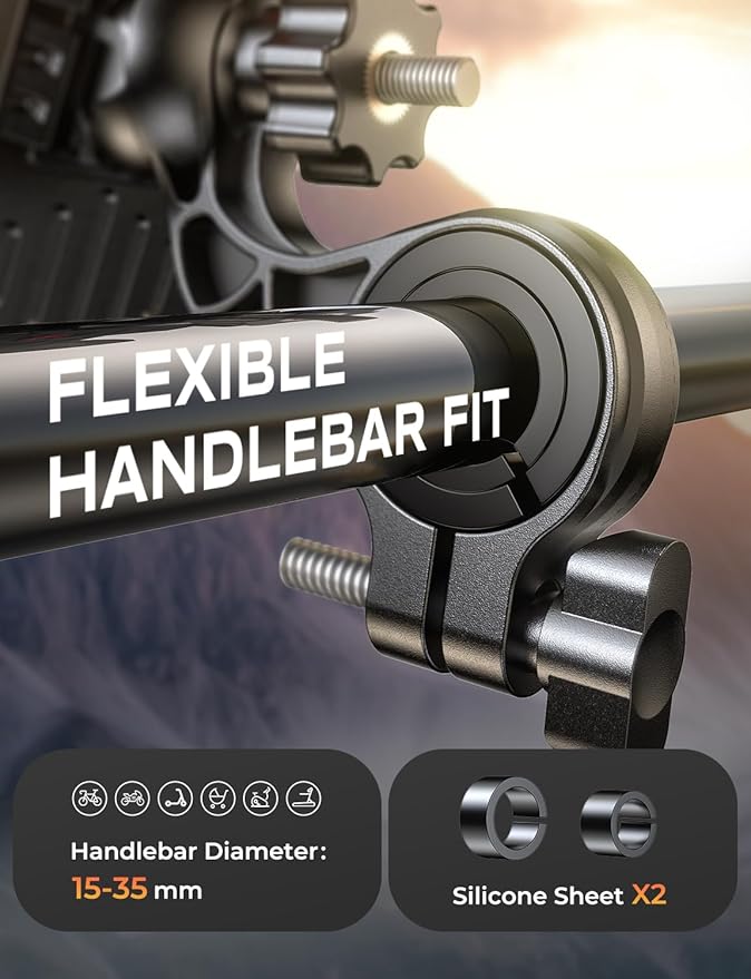 Motorcycle Phone Mount [Secure Grip][Anti-Drop], Upgrade Bike Phone Holder [1s Stable Lock], 360° Rotatable Phone Holder for Mountain Bike/ATV, Fits for iPhone/Samsung 4.7-6.9", Screw Mount