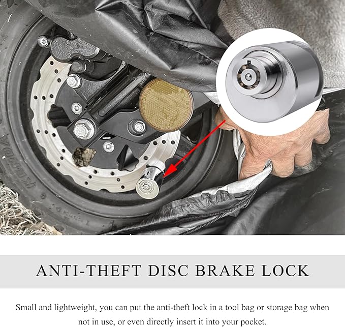 Motorcycle Disc Brake Lock, Motorbike Safety Anti-Theft Wheel Disk Lock with Two Keys, Mini Alloy Brake Disc Locks for Motorcycle Electromobile Road Cycle Bicycle Security