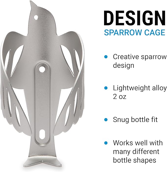 Portland Design Works Water Bottle Cage - Lightweight Water Bottle Holder for Bikes, Sparrow Cage, Silver