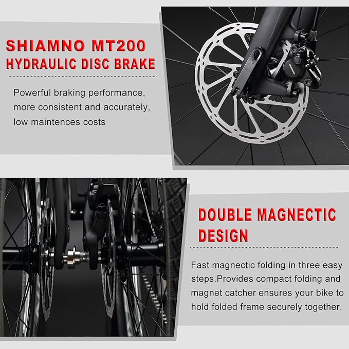 KABON Full Carbon Folding Bike, Lightweight 20 Inch Carbon Fiber Frame Foldable Bike with 11 Speed Hydraulic Disc Brake Bicycle with Carbon Wheelset