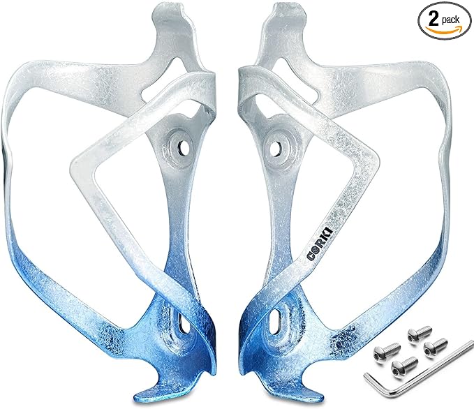 Bike Water Bottle Holder Bicycle Cage for Mountain Road MTB Gravel Adult Bikes Cycling Universal Carrier Rack 2 Pack Aluminum Alloy Ultralight Kettle Drink Accessories White Blue