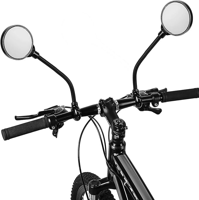 AtfArt Bike Mirror Handlebar Mount HD Bike Rear View Mirror Bicycle Mirrors for Handlebars Adjustable Rotatable Bike Mirrors Ride Safely (A-2 Pcs Black Long Mirror)