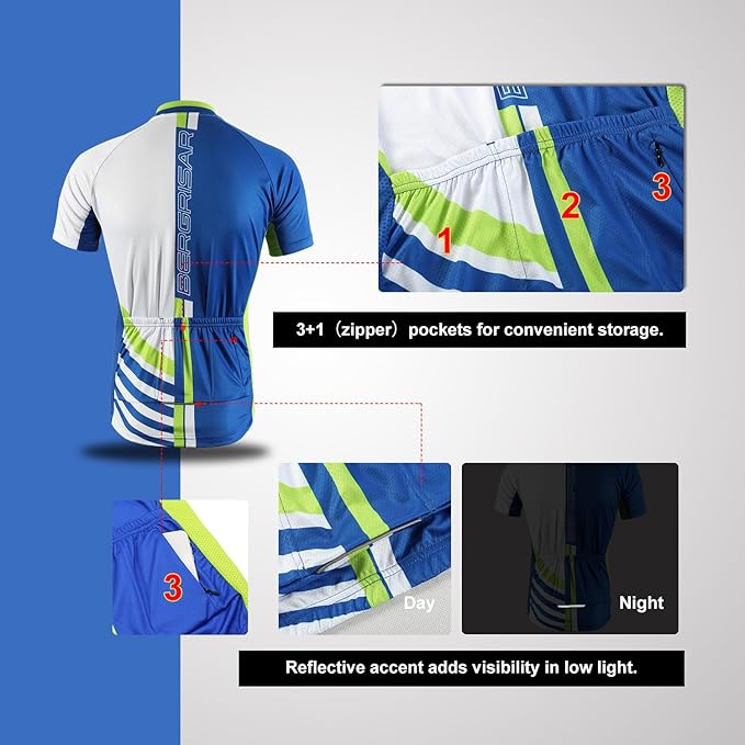 BERGRISAR Men's Cycling Jerseys Short Sleeves Bike Shirt