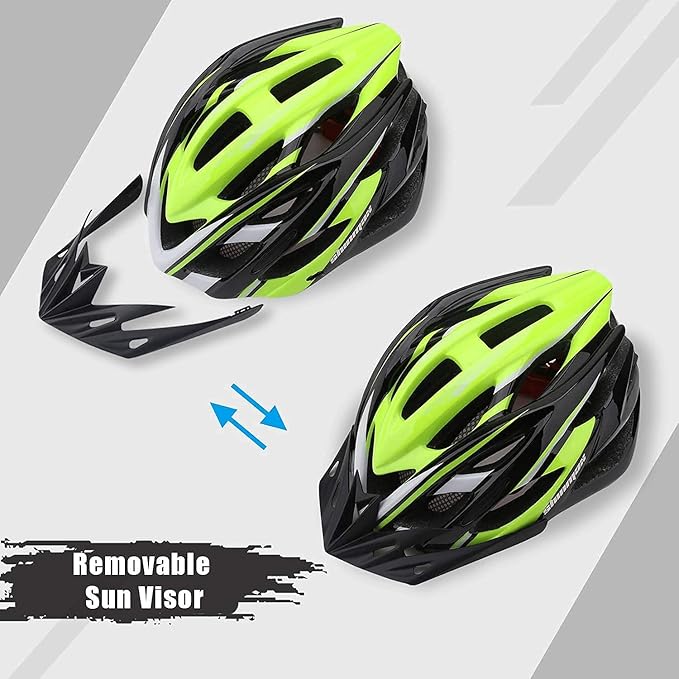 Bike Helmet Men Women, Shinmax Bicycle Helmet with Rear Light and Detachable Visor