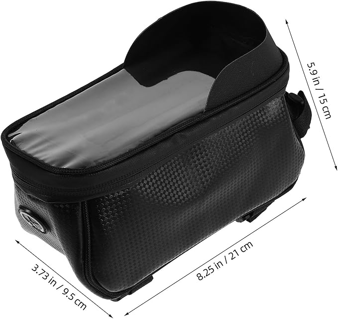 SUPVOX Waterproof Bike Front Frame Bag Phone Holder, Cycling Top Tube Storage Pouch for Road and Mountain Bikes, Sturdy Handlebar Saddle Pack for Outdoor Riding