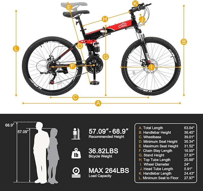 24/26/27.5 Inch Foldable Bikes for Adults 21 Speed Mountain Bike, Adult Bicycle with High Carbon Steel Frame, Full Suspension, Dual Disc Brake & Adjustable Ergonomic Seat(Black/Red)