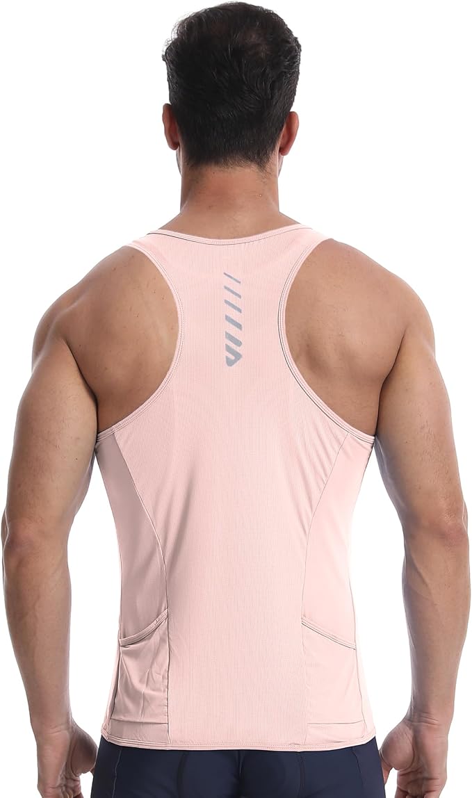 Lo.gas Sleeveless Cycling Jersey Men, Biking Base Layer Breathable and Lightweight with Back Pocket Sports Vest