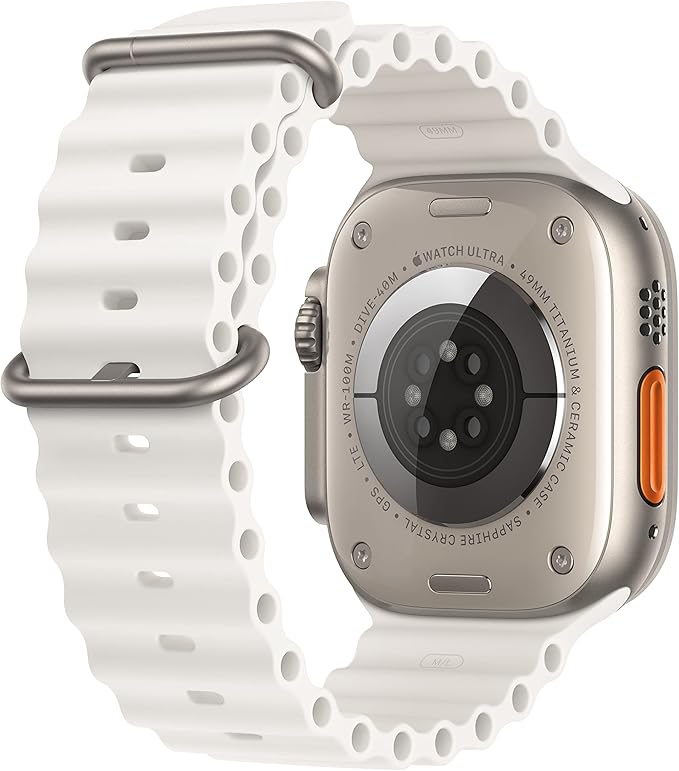 Apple Watch Ultra [GPS + Cellular 49mm] Titanium Case with White Ocean Band, One Size (Renewed)