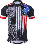Cycling Jersey Short Sleeve USA Style Bike Tops with Pocket Reflective Stripe