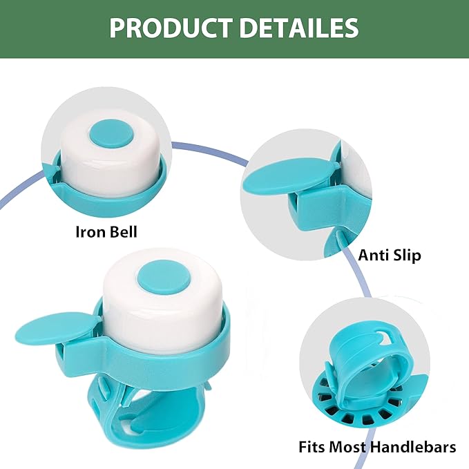 Kids Bike Bell – Silicone Strap Bicycle Bell for Boys & Girls, Easy Install, Adjustable Ring for Kid Bike Handlebar, Ideal for Toddler Scooters and Bikes (Blue and Pink)