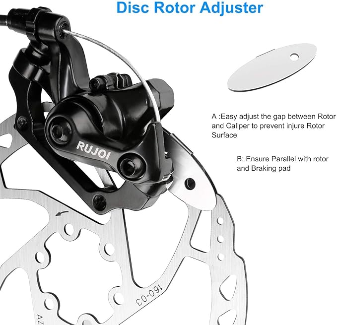 RUJOI Bike Disc Brake Kit, Aluminum Front and Rear Caliper, 160mm Rotor, Mechanic Tool-Free Pad Adjuster for Road Bike, Mountain Bike …