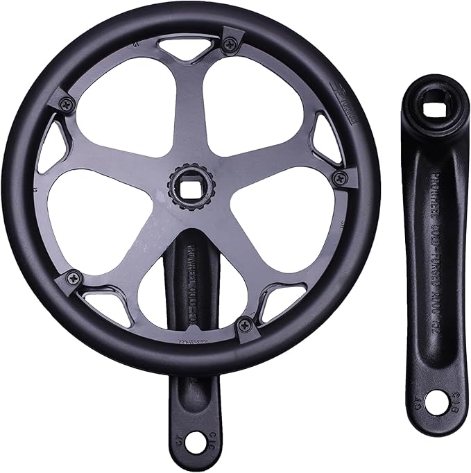 PROWHEEL 152MM/160MM/165MM/170MM/175MM Bike Crankset,46T/48T/52T Steel Chainring Bike Crank Arm Set,Double ChainWheel and Replacement Chain Guard,Compatible with City Bike,MTB,Electric Bicycle,Cargo