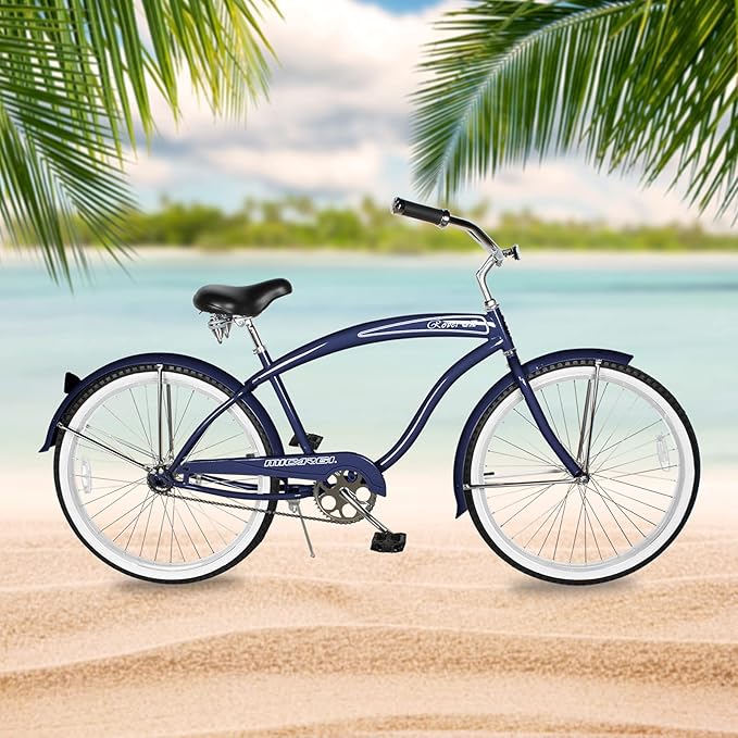 MICARGI 24/26 Inch Adult Cruiser Bicycle Hybrid Bike 1/7 Speeds Commuter Bike for Women, Men, Seniors,Step-Through or Step-Over Bike Steel Frame Multi Colors Style