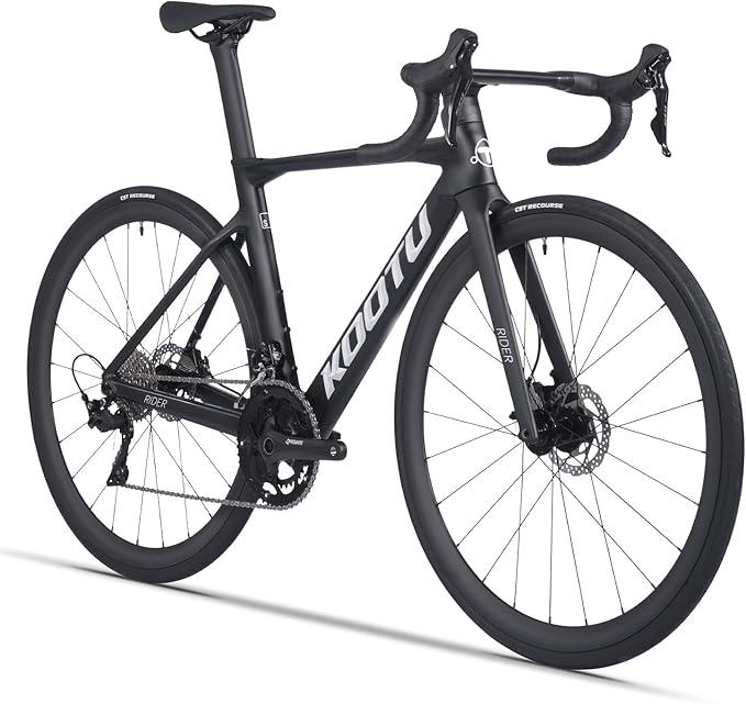 KOOTU Carbon Road Bike, T800 Lightweight Carbon Fiber Frame Racing Bicycle with Shimano 105 R7000 22 Speed Groupset and Mechanical Disc Brake for Adult
