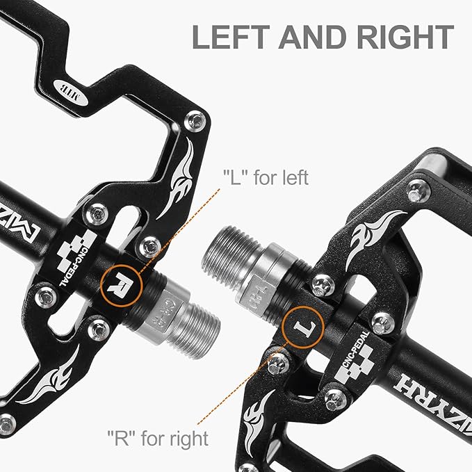 MZYRH Mountain Bike Pedals,3 Bearings Bicycle Pedals,Aluminum 9/16" MTB Pedals Bicycle Flat Pedals for Road Mountain BMX MTB Bike