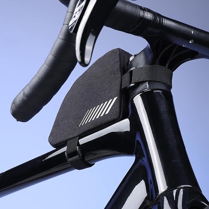 Diydeg Bike Frame Bag, Triangle Storage Pouch Reflective Rainproof Design Top Tube Bike Bag for Road Mountain Commuter Cycling Accessories