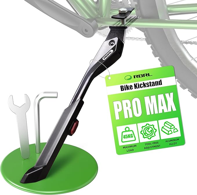 RBRL Bike Kickstand Center Mount 24–29 Inch, Height Adjustable Kick Stand for E-Bike, MTB, Trekking & City Bike, Heavy Duty Aluminum Alloy Bicycle Stand (Max Load 100lbs)