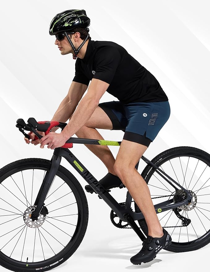 Nepest Men's Mountain Bike Shorts 4D Padded Cycling Bicycle Biker Riding Loose-fit Gel Padding MTB Shorts Zipper Pockets