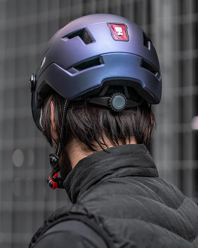 ILM Adult Bike Helmet with USB Rechargeable LED Front and Back Light Mountain&Road Bicycle Helmets for Men Women Removable Goggle Cycling Helmet E3-10L