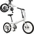 20 Inch Folding Bike, Adult Folding Bike 7 Speed Shifter, Height Adjustable Bicycle for Men & Women