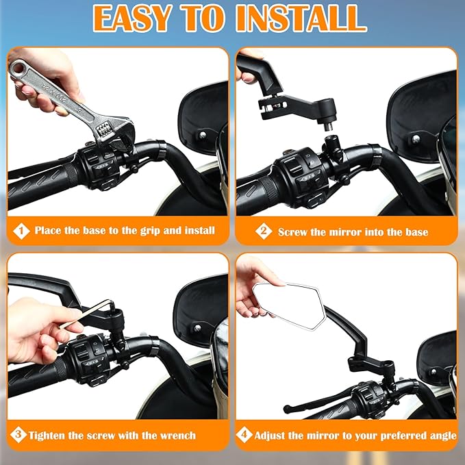 Hestya 1 Pair Handlebar Bike Mirror 360° Rotatable and Adjustable Universal Fit Rearview Bicycle Mirrors Glass Lens Safe Cycling Accessories for Scooter, E-bikes, Mountain Bikes, Road Bicycles