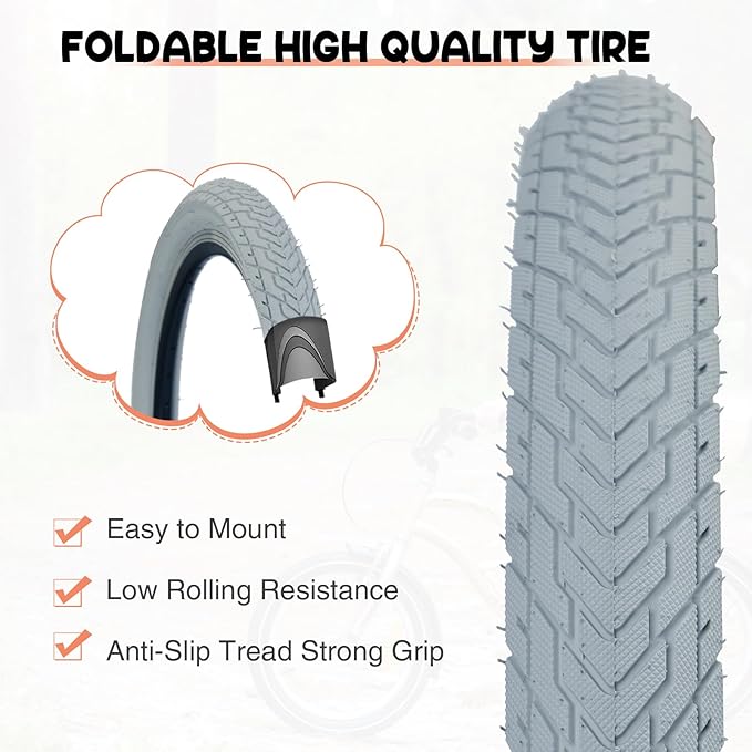 ZUKKA 20 x 2.35 Bike Tire 1/2 Pack 20 inch x 2.35 BMX Bike Tire Folding Replacement Tire for MTB Mountain Bike, BMX Bicycle Commuter Bike