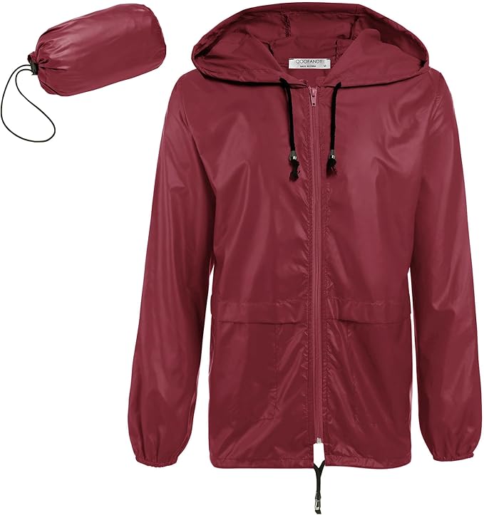 COOFANDY Mens Packable Rain Jacket Lightweight Waterproof Raincoat with Hood Outdoor Rain Gear Travel Hiking Cycling