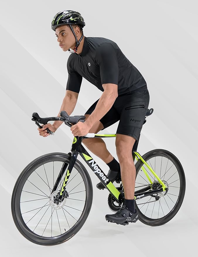Nepest Mens Mountain Bike Shorts 3D Padded MTB Bicycle Riding Cycling Short Padding Liner Baggy Quick Dry,Zip Pockets