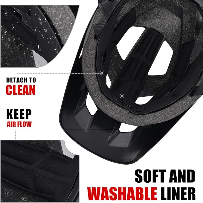 Bike Helmets for Men and Women, Mountain Bike Helmet with Extended Visor Helmets for Adults Adjustable & Comfortable Bicycle Helmet Road Bike Helmet 55-61cm