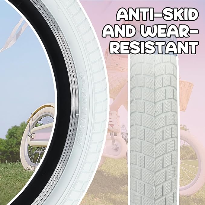 12/16/20x2.125 Bike Tires 1/2 Pack 12/16/20 Inch Kids Folding Replacement Tire/Tube Suitable for Tires 12/20x2.1 12/16/20x2. 125 12/20x2.25, Multiple Colors