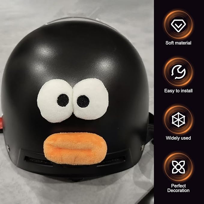 Cute Plush Helmet Decoration Decal, Funny Expressions Helmet Sticker, Self-Adhesive Motorcycle Helmets Accessories, Universal for Motorcycle/Electric Scooter Helmets (Style 1)