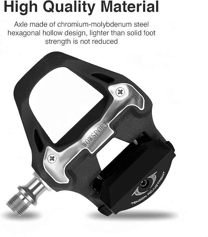 WOWSPORT SPD-SL Road Bike Pedals - Lightweight Clipless Pedals with 3-Bolt Cleats, Sealed Bearings & Nylon Composite | Shimano SPD SL Compatible