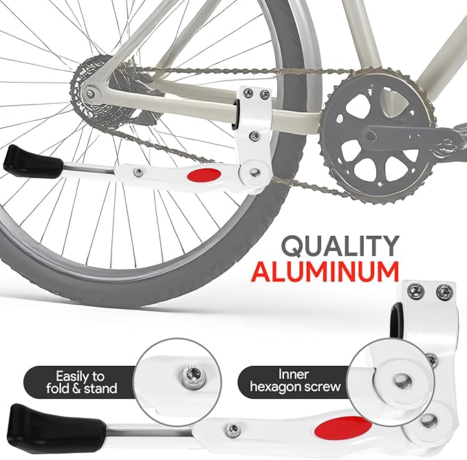 Bicycle Kickstand, Aluminium Alloy Bike Kickstand, Adjustable Bicycle Kickstand, Easy to Install Kick Stand, Rear Side Bike Stand, Non-Slip Foot for 24"-700C 16"-20" with Hex Wrench