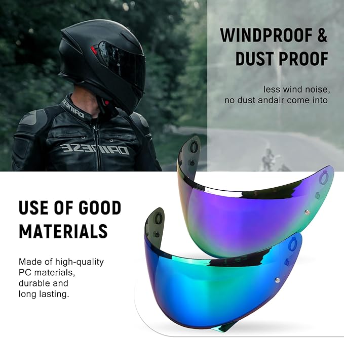 XINGWU Motorcycle Helmet Visor Replacement for Tinted C10 Helmet Visor with Anti-fog Rainproof Film UV Protection Face Shield (Deep Purple)