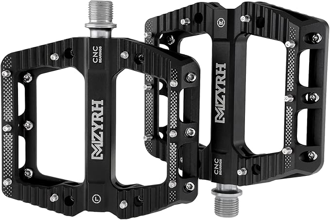 MZYRH Road/Mountain Bike Pedals MTB Pedals Bicycle Flat Pedals 3 Bearings 9/16” Aluminum Alloy Bicycle Platform Pedals for BMX MTB