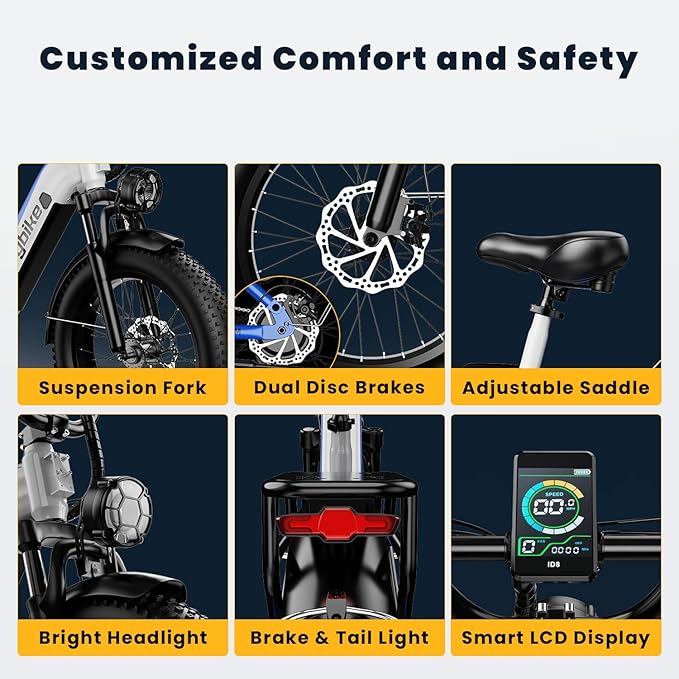Auloor 1500W Motor Electric Bike for Adults and Seniors, 48V 20AH Removable Battery City Step Thru EBike, 30+MPH & 70 Miles 20" Fat Tires 7 Speed Electric Commuter Bicycle for Women and Teens