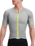INBIKE Mens Cycling Jersey Breathable Elastic Bike Jersey 3 Rear Pockets Moisture Wicking Short Sleeve Quick Dry Reflective Biking Shirts Large Gray