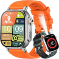 KPEP Military Watches for Men (2 Straps), 2.01" Fitness Tracker Watch with LED Flashlight, 100 Days Battery, Compass, SpO2 Heart Rate Monitor, Sleep Tracking, Reminders, Military Watch for iOS Android