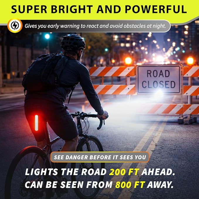 Bike Lights for Night Riding with Bell, Super Bright Bicycle Reflectors, USB Rechargeable Bike Lights Front and Back, Water-Resistant, 4+5 Modes Headlight Taillight Set for Safety, Men, Women & Kids