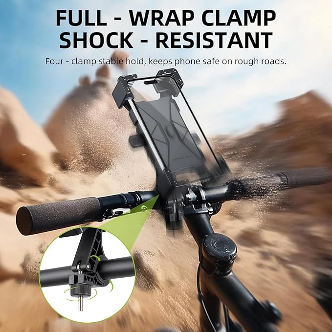 ROCKBROS Bike Phone Mount Holder,Motorcycle Phone Mount Phone Holder for Bike Motorcycle E-Bike Cell Phone Clamp for iPhone 16 15 Pro Max/ 14/13, Galaxy S10 and More 4.5-7.2"
