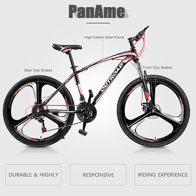26 Inch Adult Folding Bikes/Mountain Bikes, 21 Speeds Mountain Bicycles with Full Suspension, Dual Disc Brake, High Carbon Steel Frame, Foldable Bike for Men/Women/Teen, Multiple Colors