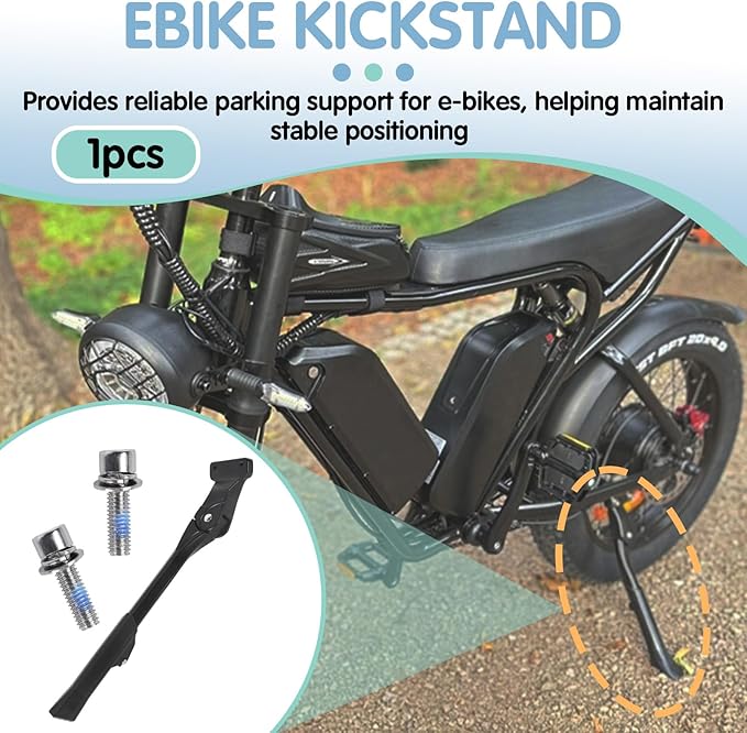 Kickstand Compatible with Ridstar Q20, Q20 Pro, H20pro, High-Strength Thickened Aluminum Alloy E-Bicycle kickstand, Fit 20-22 Inch E-Bicycles, Upgraded Adjustable Non-Slip (2 Screws 4 Metal Washers)