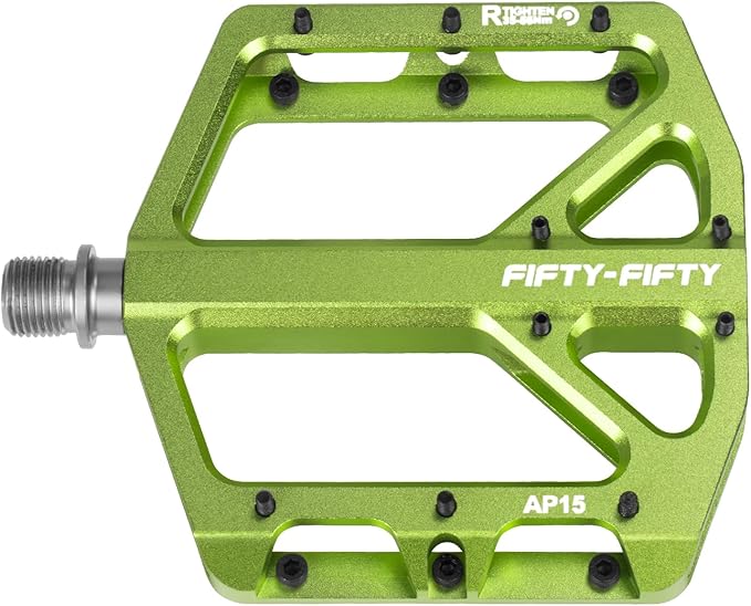 FIFTY-FIFTY Mountain Bike Pedals, Non-Slip and Aluminum Alloy Bicycle Flat Pedals, 9/16" Sealed Bearing, Lightweight and Wide Platform for All Mountain, Enduro, Downhill, E-Bike, MTB