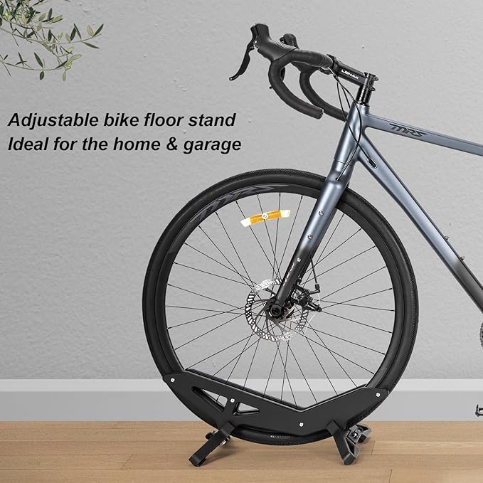 CXWXC Bike Floor Stand - Bicycle Parking Stand Fit 16"-29" Wheel, Adjustable Bike Floor Rack Stand for all 30-80mm Wide Tires (Black)
