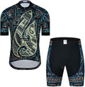 Men Cycling Jersey Set Cycle Short Sleeve Shirt and 3D Cushion Shorts Padded Suit Biking Top
