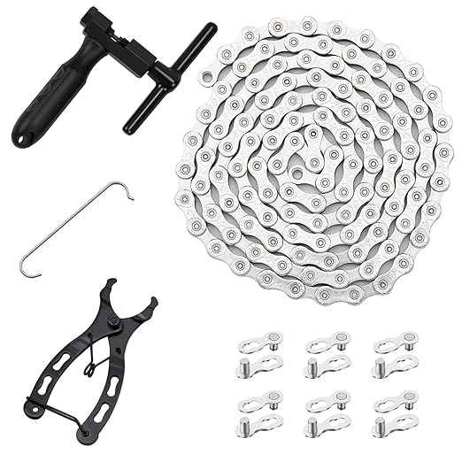 Bike Chain Kit, 10 Speed Multi-Function Bike Mechanic Repair Kit, Chain Breaker and Bike Link Plier with Hook and 6 Pairs Bicycle Buckle, Reusable