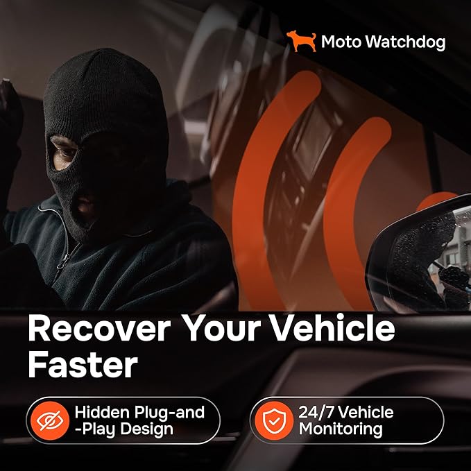 GPS Tracker for Vehicles, No Subscription with Real-Time Location, Mileage Tracking, Speeding Monitoring, Route History, Geofence, OBD, for Fleets & Families, USA, Moto Watchdog