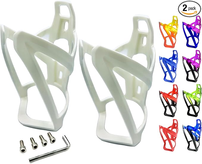 Revere Ultra-Light Bike Water Bottle Holder – Durable Bicycle Bottle Cage for Road, MTB, & Mountain Bikes – 2-Pack with Screws & Installation Tool – Premium Cycling Accessories (White)